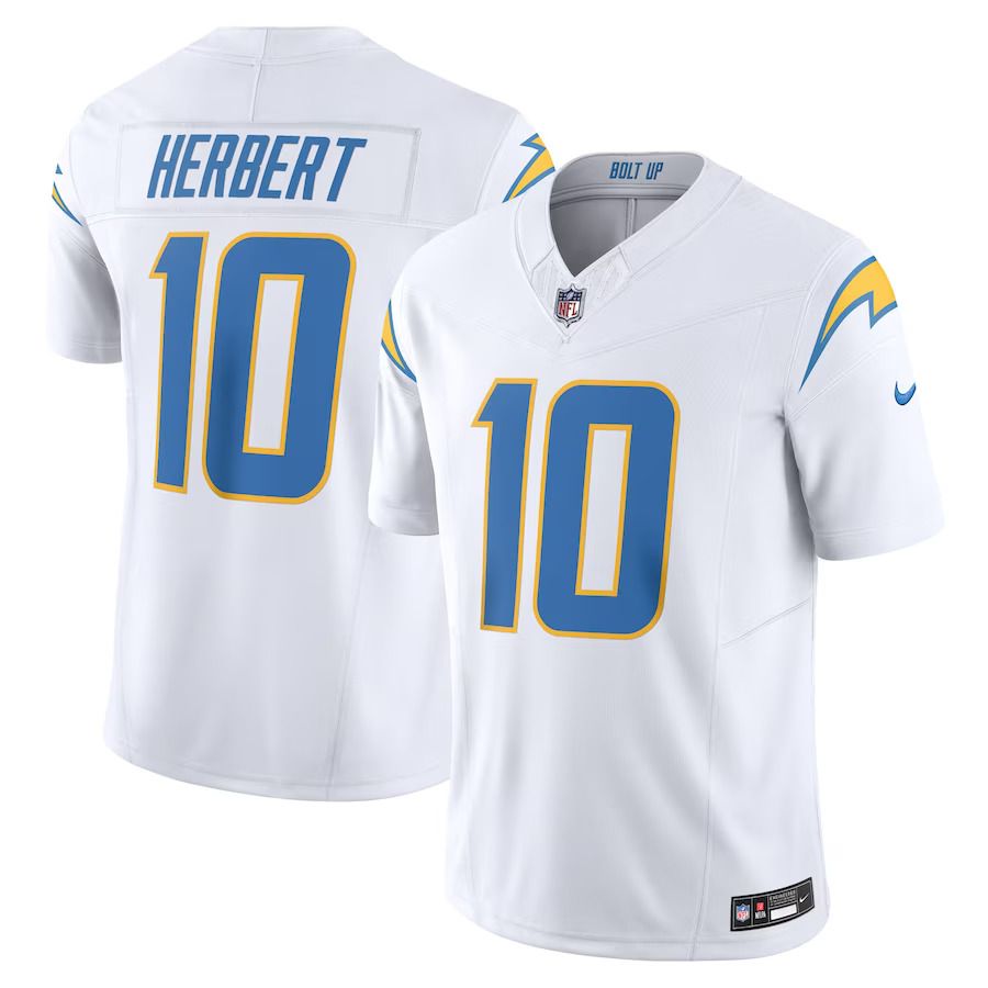 Men Los Angeles Chargers #10 Justin Herbert Nike White Vapor F.U.S.E. Limited NFL Jersey->los angeles chargers->NFL Jersey